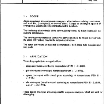 FEM 2.521 - Apron Conveyors: Design principles