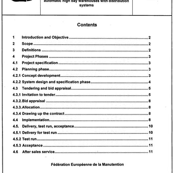 FEM 9.223 - Basic data and criteria for the construction of automatic high bay warehouses with distribution systems