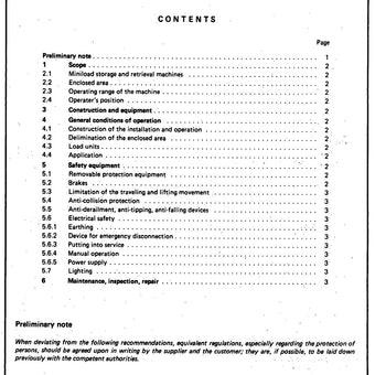 FEM 9.754 - Safety rules for automatic Miniload Storage and Retrieval Machines