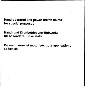 FEM 9.756 - Series Lifting Equipment: Hand-operated and power driven hoists for special purposes